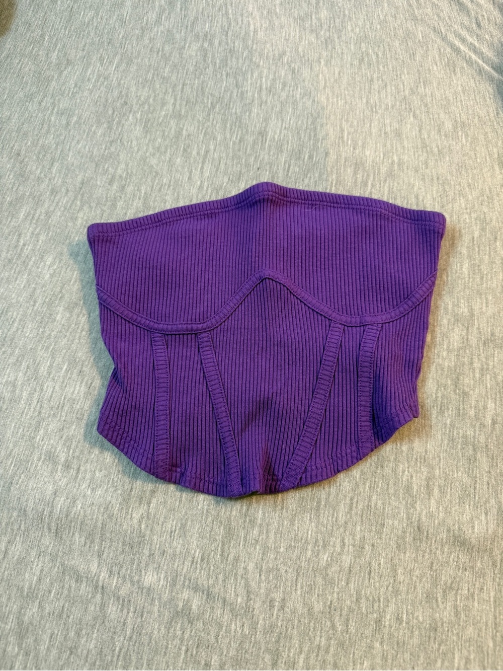 Purple Ribbed Corset-Style Crop top
